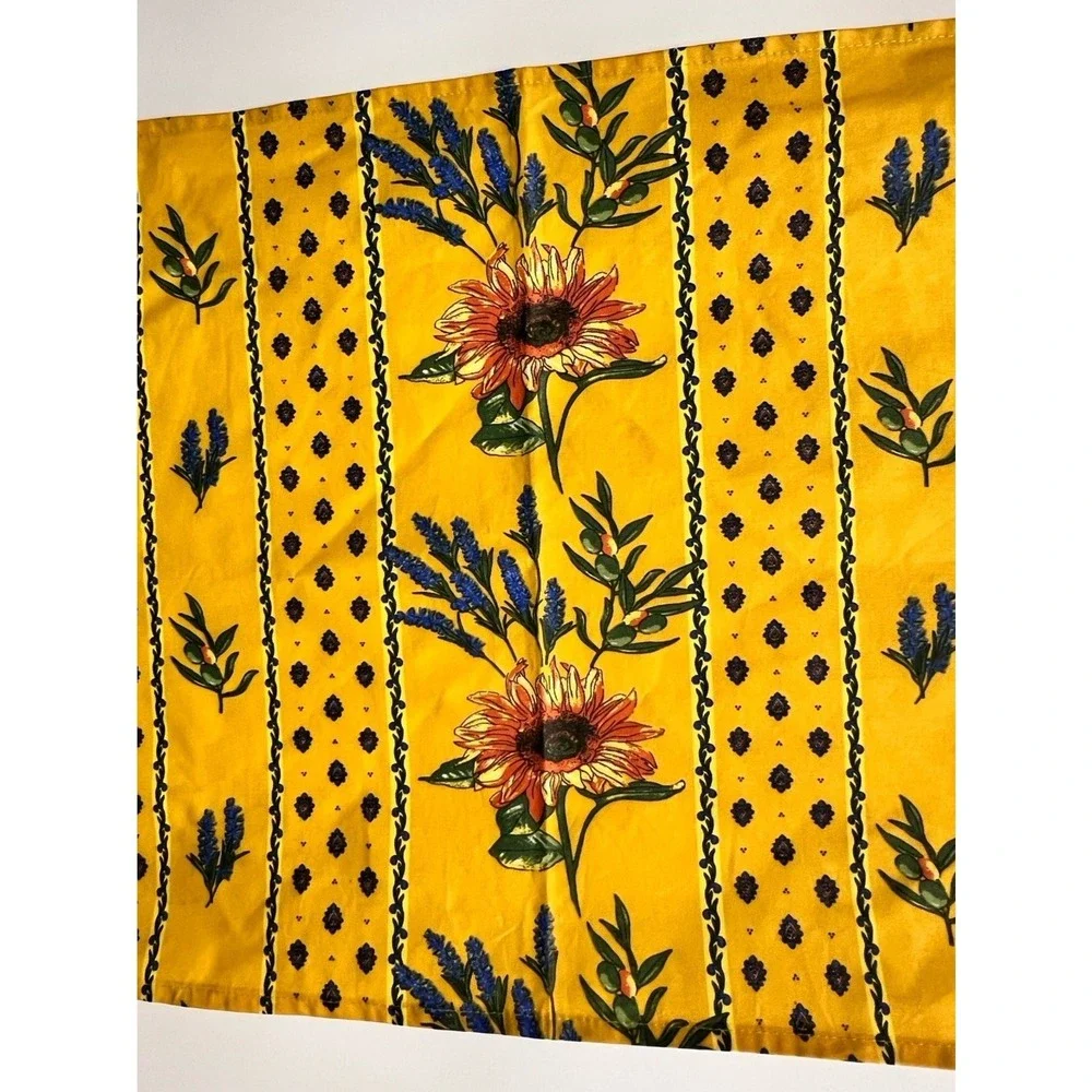 VTG La Cigale Provence France Yellow Cotton Table Runner Sunflowers Lavender